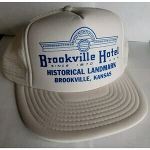 Vintage Brookville Hotel Snap Back Trucker Hat Mesh Foam Kansas 80s 90s
